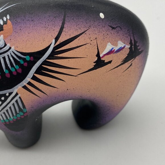 Native American Navajo Pottery Spirit bear animal southwest hand painted - Picture 6 of 10
